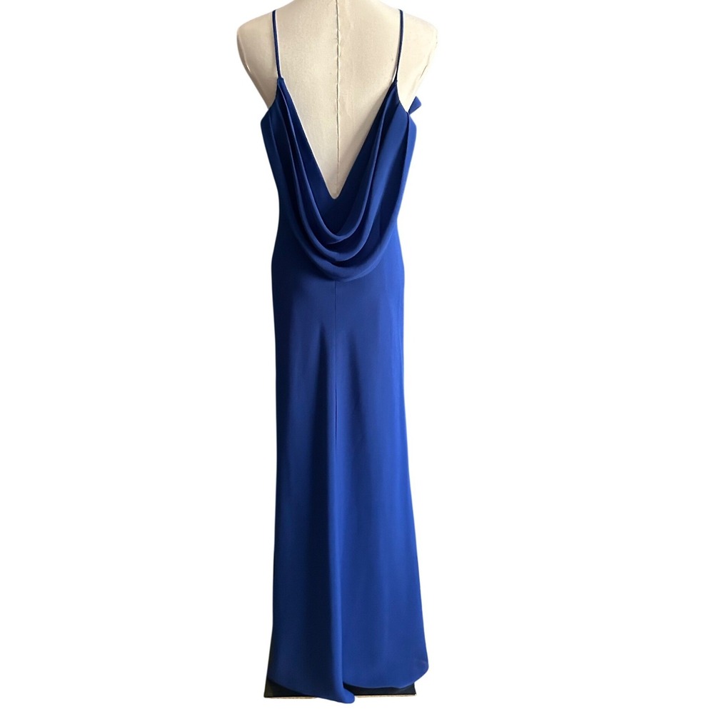 Vintage 90s Sally USA Cobalt Blue Cowl Back Maxi Dress Size 4 Small